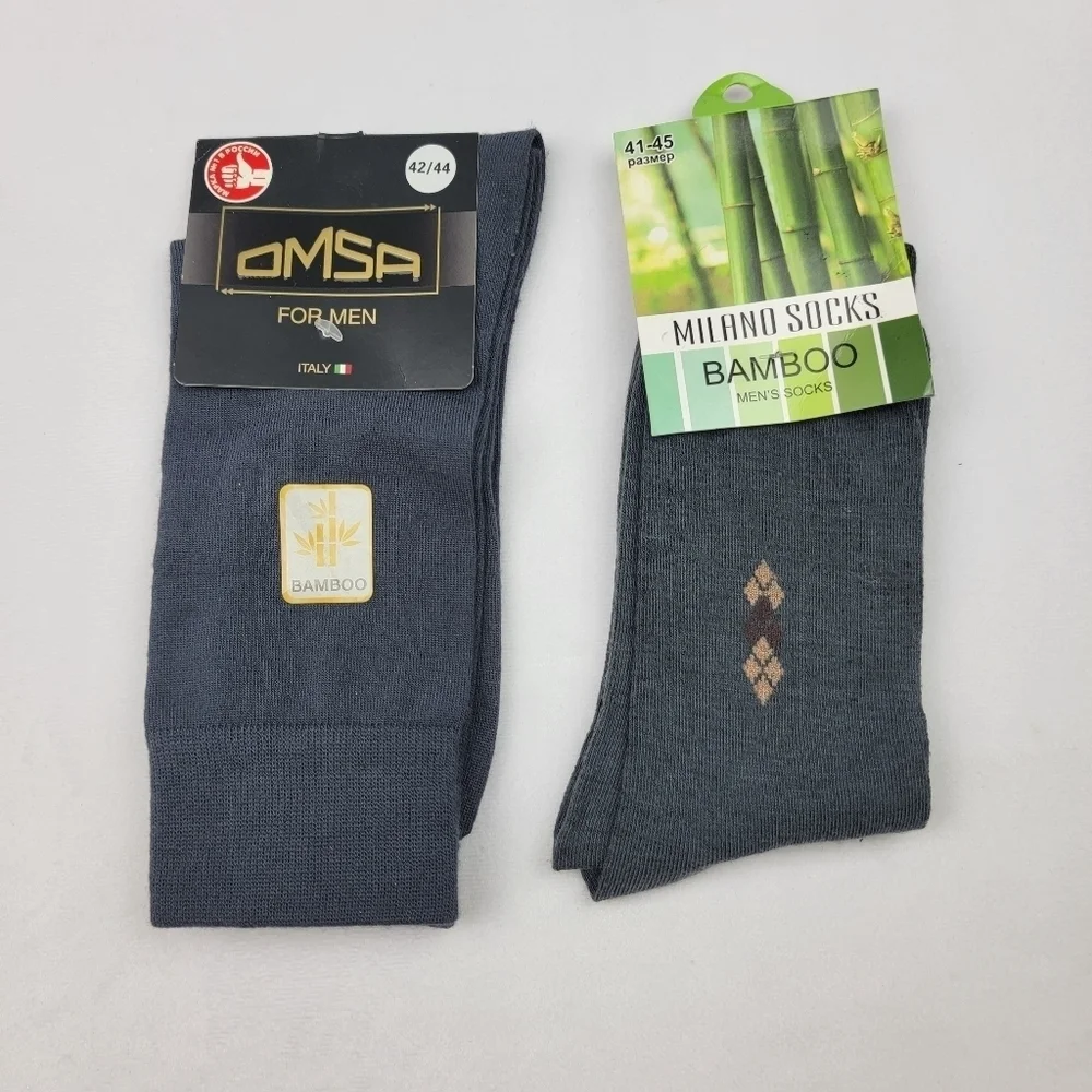 NWT 2 pair of‎ men's super soft grey Bamboo dress socks
